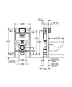 Rapid SL Gömme Rezervuar Pnömatik Alçıpan Tipi Kısa 15 cm - 38587000 teknik çizim