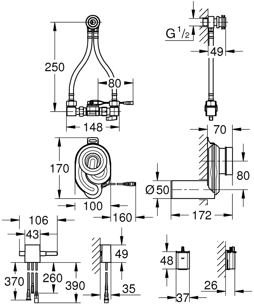 Grohe Pisuar Için Sıcaklık Sensörü - 39367000 teknik çizim