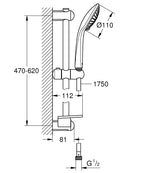 Grohe Euphoria Sürgülü Duş Seti Champagne 3 Akışlı - 27232001 teknik çizim