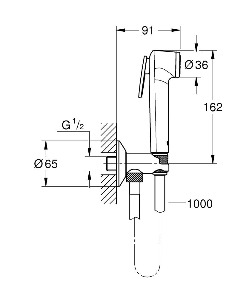 Grohe Tempesta-F Taharet Sprey Takımı - 26358000 teknik çizim