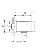 Grohe Euphoria Cube Askılı Duş Çıkış Dirseği Brushed Hard Graphite - 26370AL0 teknik çizim