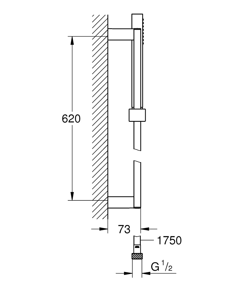 Grohe Euphoria Cube Stick Sürgülü Duş Seti Krom – 27891000 teknik çizim