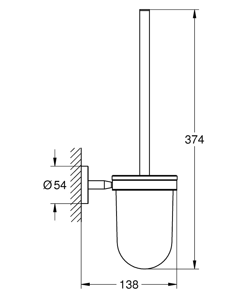 Grohe Tuvalet Fırçalık BauCosmopolitan Krom - 40463001 teknik çizim