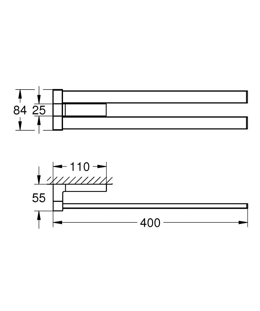 Grohe Selection Cube Havluluk - 40768000 teknik çizim