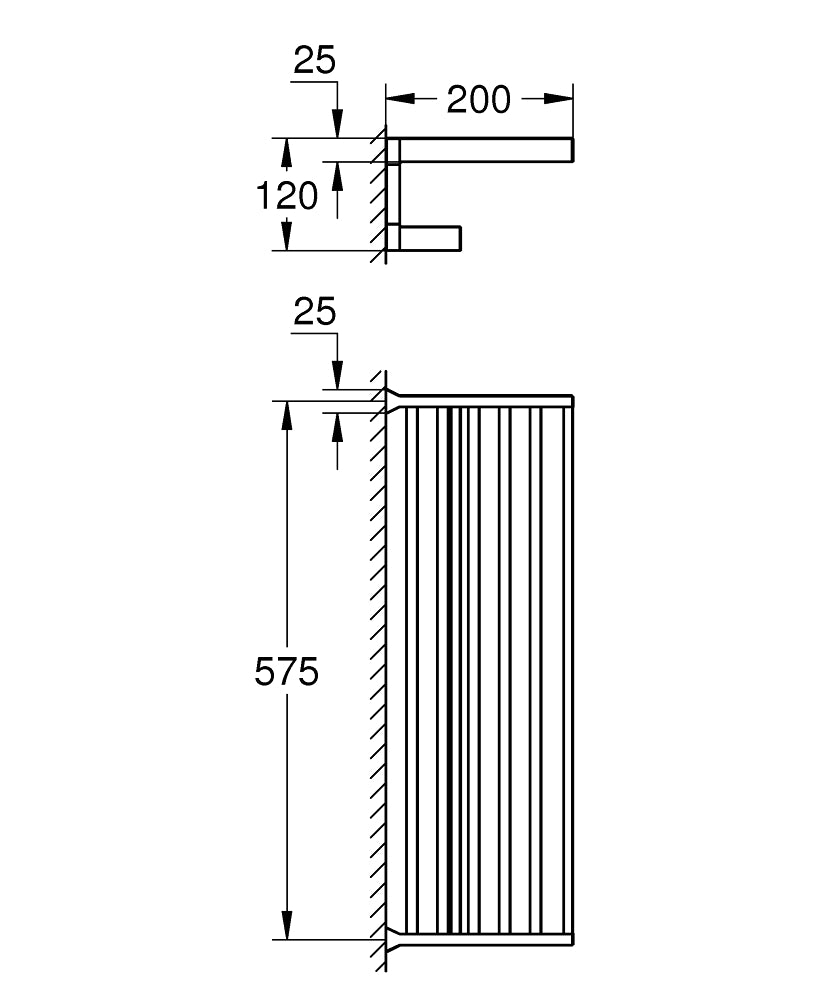 Grohe Raf Havluluk 58x20 cm Selection Cube Krom - 40804000 teknik çizim