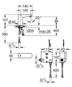 Grohe Euroeco  Cosmopolitan  E Powerbox - 36384000 teknik çizim