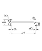 Grohe Rainshower Tepe Duşu Dirseği- 26146000 teknik çizim