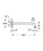 Grohe Rainshower® Tepe Duşu Dirseği Duvardan 380 mm - 28361000 teknik çizim