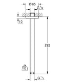 Grohe Rainshower® Tepe Duşu için Tavan İniş Borusu 292 mm - 28497000 teknik çizim