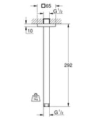 Grohe Rainshower Tepe Duşu Tavan İniş Borusu 292 mm - 27484000 teknik çizim