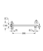 Grohe Rainshower® Tepe Duşu Dirseği 286 mm - 27709000 teknik çizim
