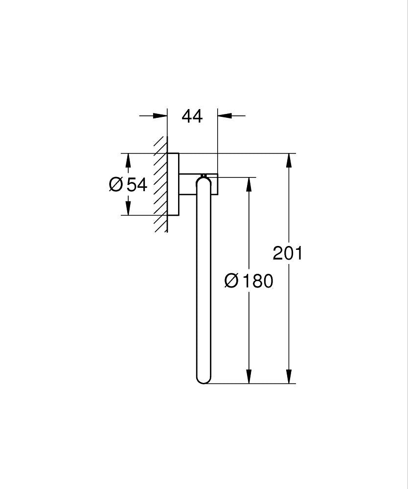 Grohe Essentials Halka Yuvarlak Havluluk - 40365001 teknik çizim