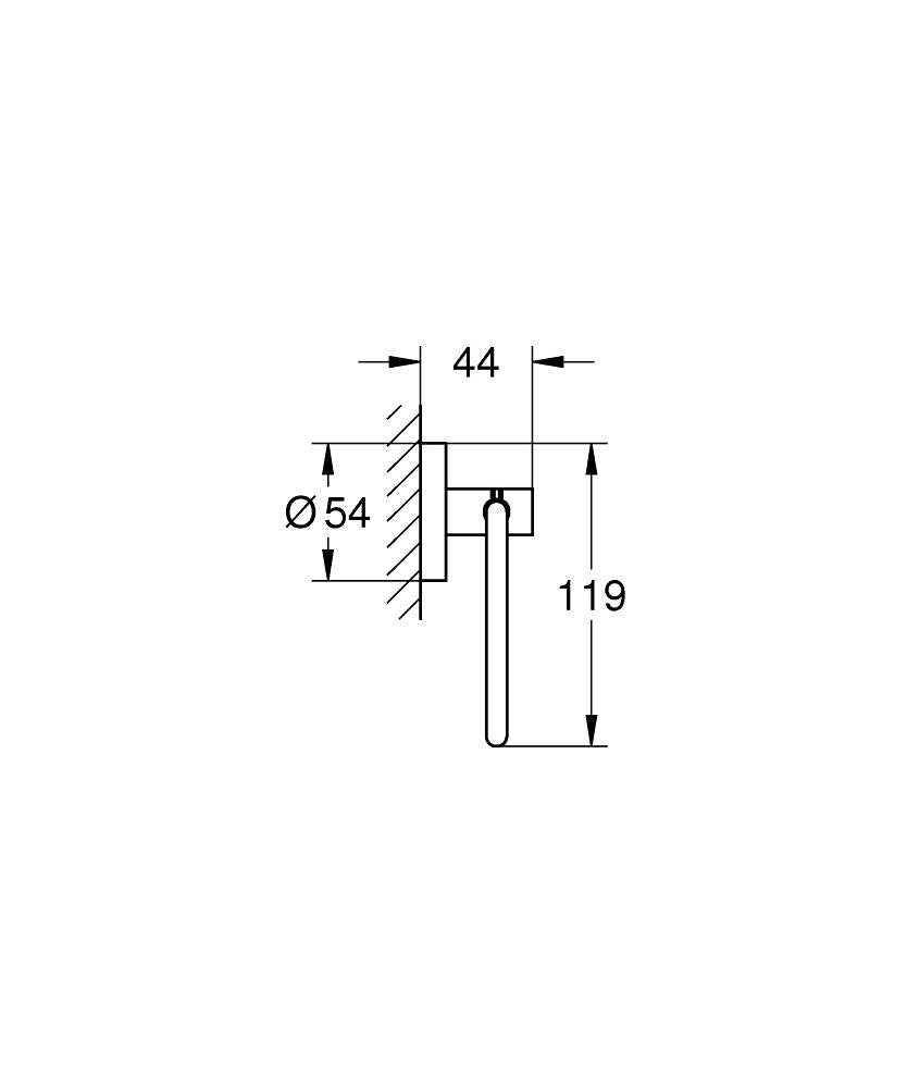 Grohe Essentials Tuvalet Kağıtlık Mat Siyah - 1024722430 teknik çizim