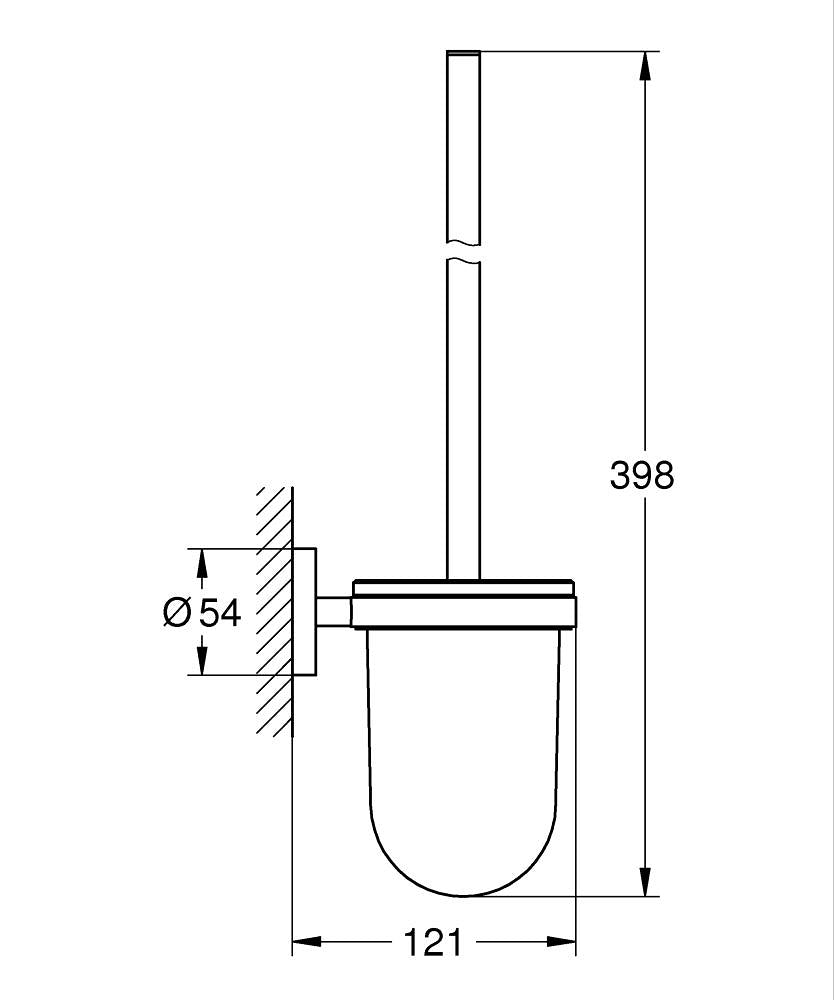Grohe Tuvalet Fırçalık Essentials Brushed Cool Sunrise - 40374GN1 teknik çizim
