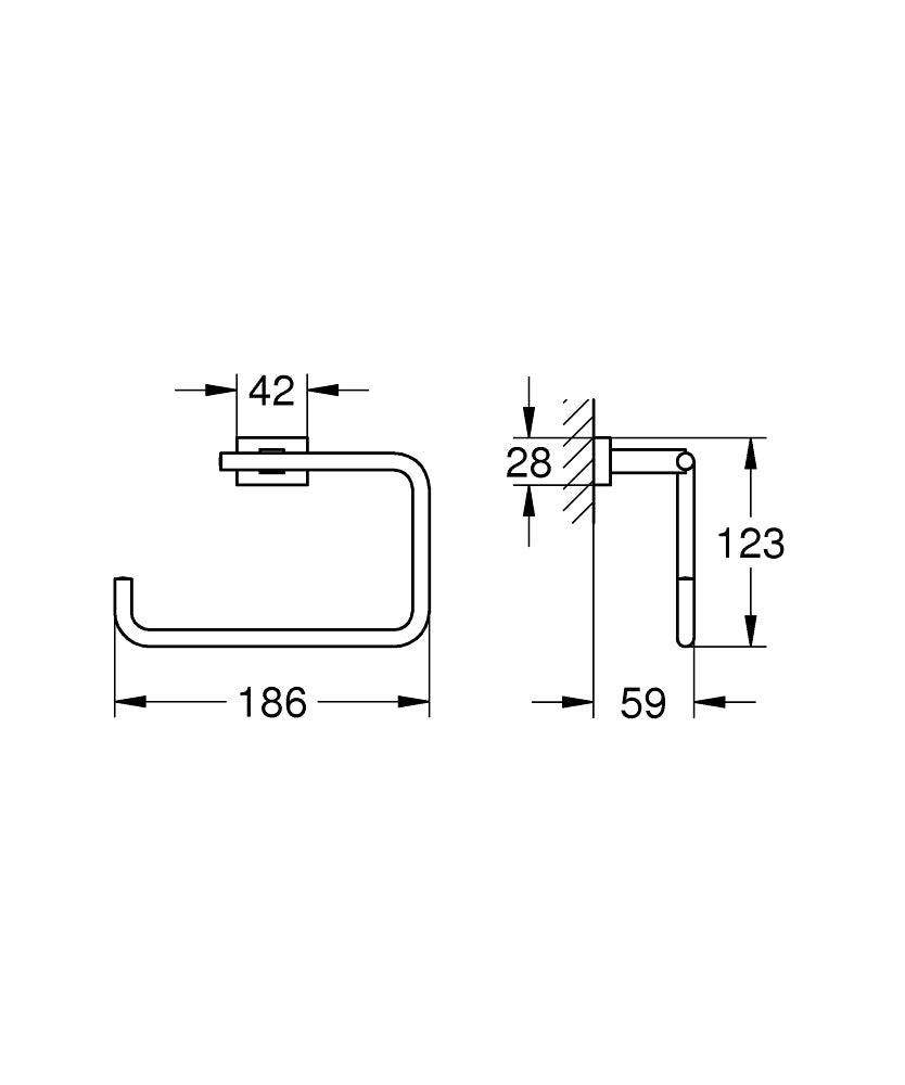 Grohe Eurocube Halka Yuvarlak Havluluk - 40510001 teknik çizim