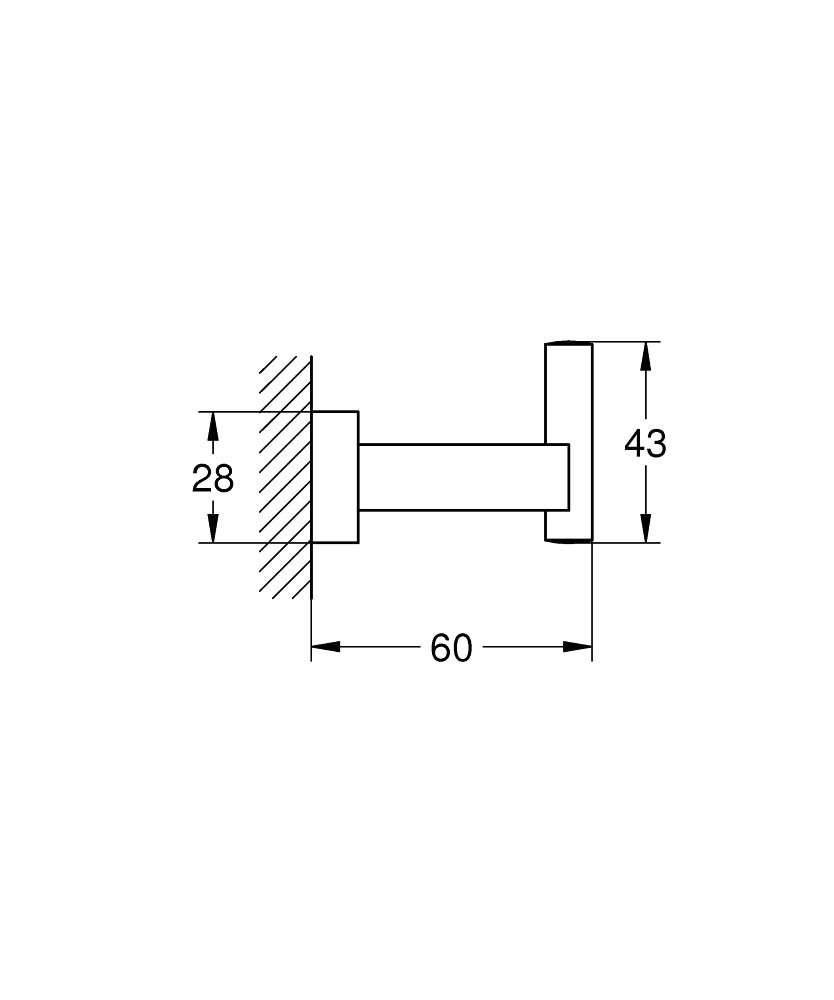 Grohe Eurocube Bornoz Askısı - 40511001 teknik çizim