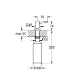 Grohe Cosmopolitan Sıvı Sabunluk Cool Sunrise - 40535GL0 teknik çizim