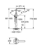 Grohe Yerden Ayaklı Küvet Bataryası Lineare Krom - 23792001 teknik çizim
