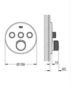 Grohe Grohtherm Smartcontrol Üç Valfli Akış Kontrollü, Ankastre Termostatik Duş Bataryası Brushed  W teknik çizim