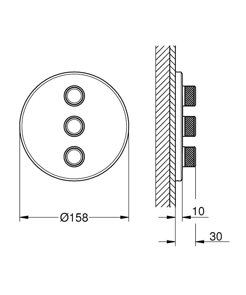 Grohe Grohtherm Smartcontrol Üç Noktadan Akış Kontrollü Kumanda - 29122000 teknik çizim