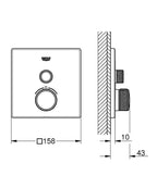 Grohe SmartControl Termostatik Banyo Bataryası Krom-29123000 teknik çizim