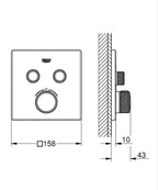 Grohe SmartControl Ankastre Termostatik Banyo Bataryası -29124000 teknik çizim