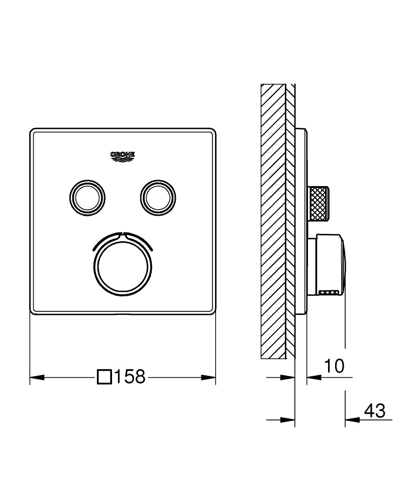 Grohe SmartControl Ankastre Mix Banyo Bataryası -29148000 teknik çizim