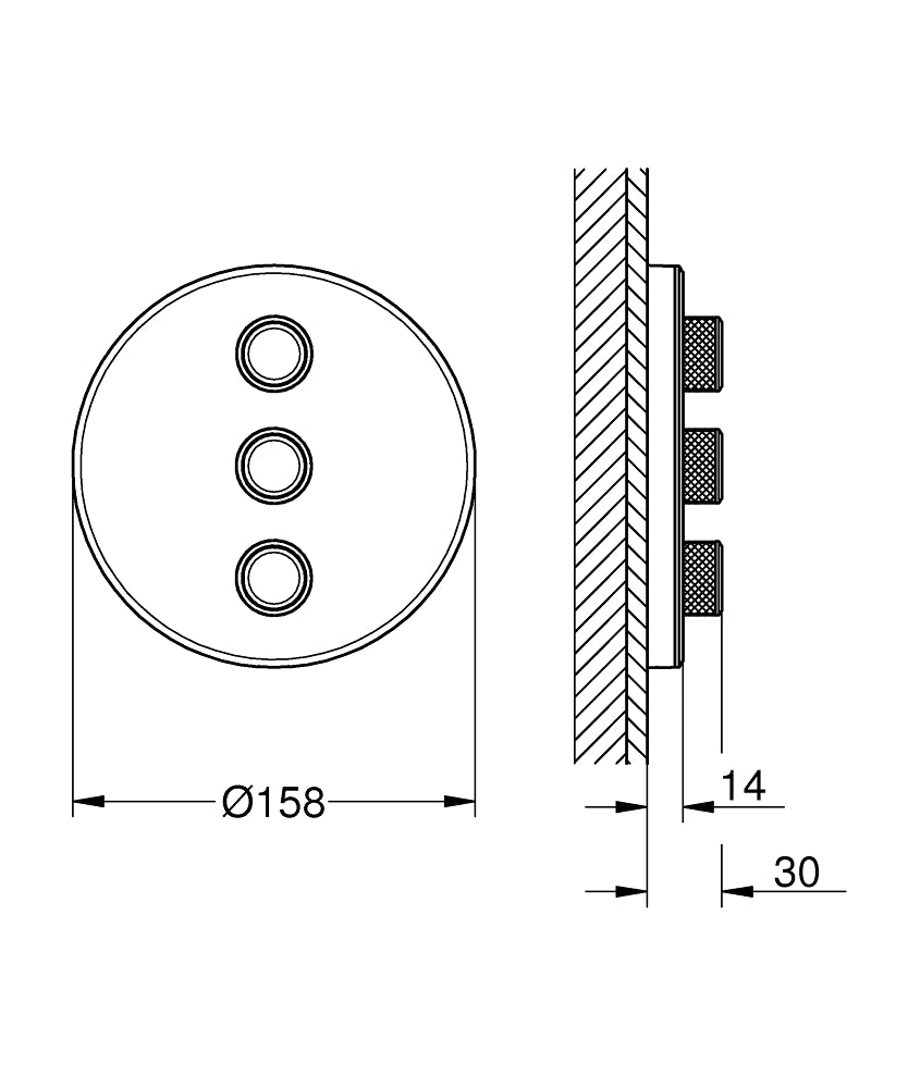 Grohe Grohtherm Smartcontrol Üç Noktadan Akış Kontrollü Kumanda Beyaz - 29152LS0 teknik çizim