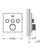 Grohe Grohtherm Smartcontrol Üç Yollu Yön Değiştiricili Ankastre Termostatik Duş Bataryası Beyaz - 2 teknik çizim