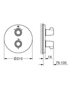 Grohe Grohtherm SpecialTermostatik banyo/duş bataryası kaplaması teknik çizim