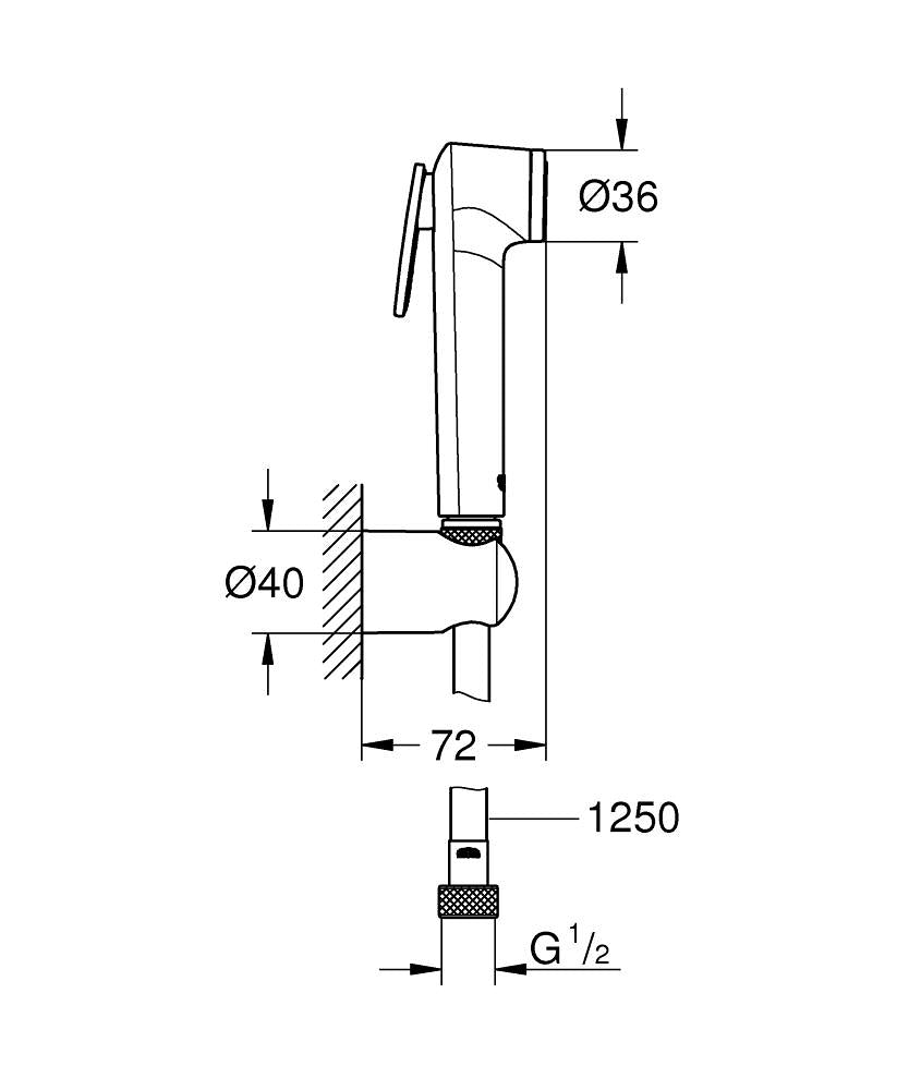 Grohe Tempesta-F Trigger Spray 30 Duş Seti Cool Sunrise - 27513GL1 teknik çizim