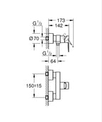 Grohe Lineare Duş Bataryası Krom - 33865001 teknik çizim