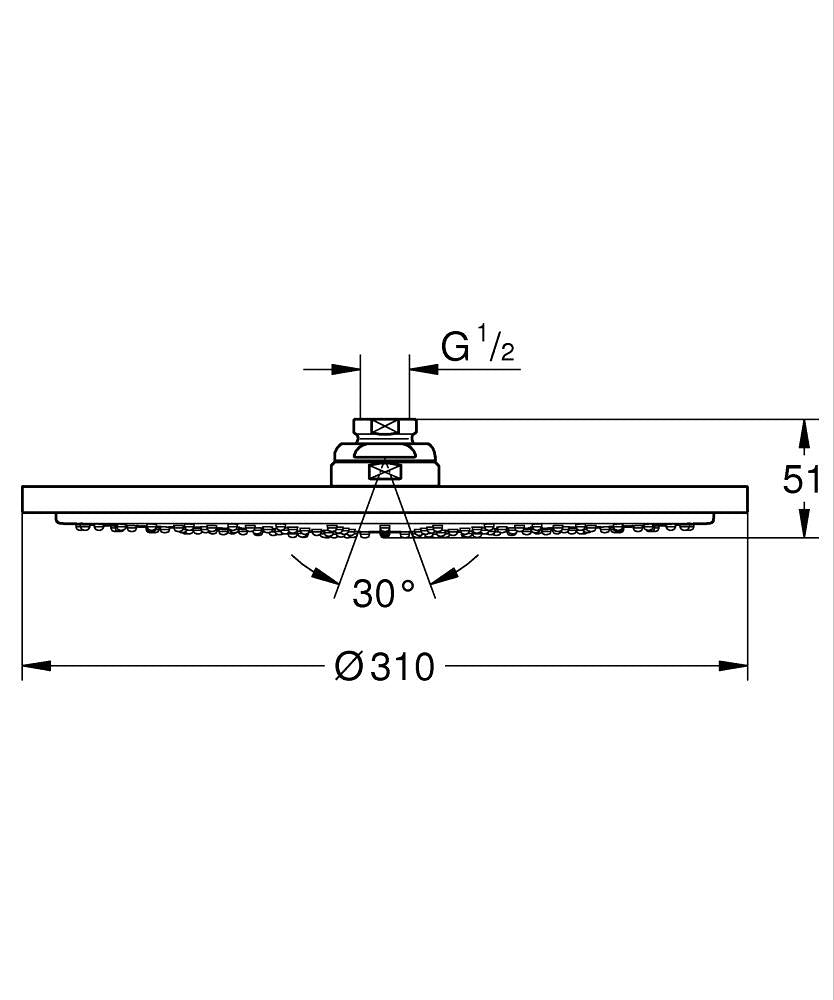 Grohe Rainshower® Cosmopolitan Tepe Duşu 31 cm - 27478000 teknik çizim