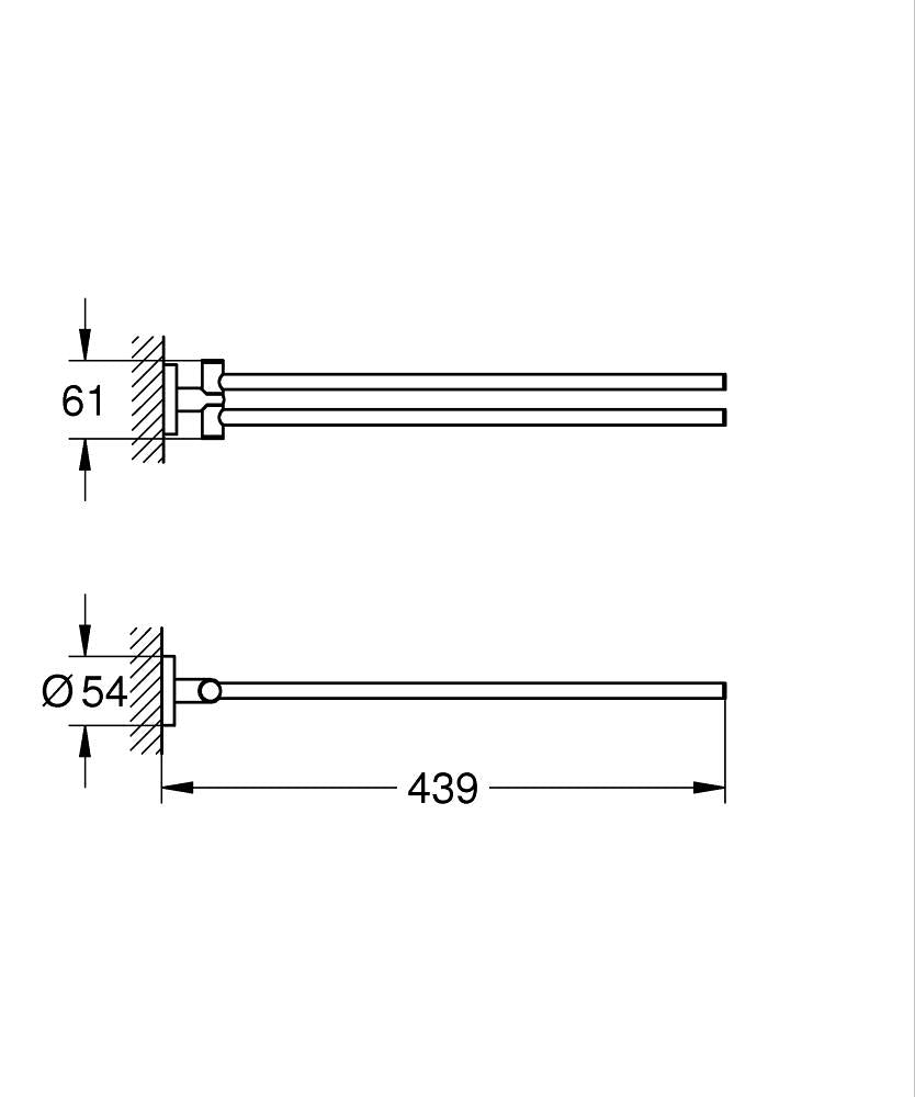 Grohe Essentials İkili Havluluk - 40371001 teknik çizim