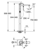 Grohe Eurocube Ayaklı Yerden Küvet Bataryası-23672001 teknik çizim