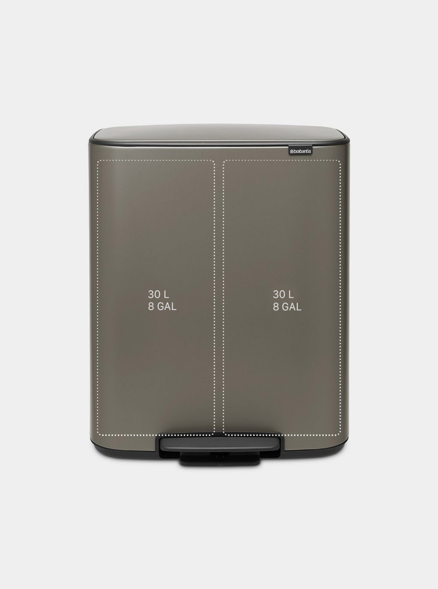Brabantia Çöp Kutusu İki Bölmeli 30+30 Lt Bo Pedal Bin Platinium 211546