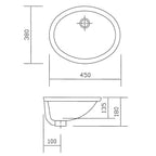 Newarc Lavabo Tezgah Altı Oval 38 x 45 cm