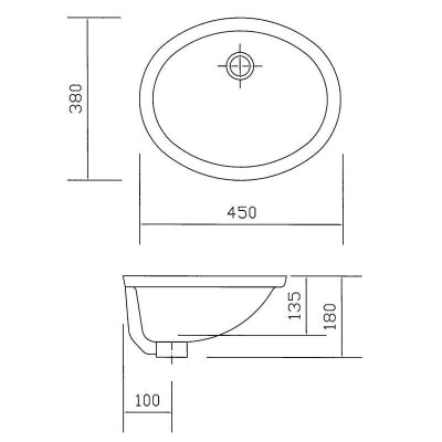 Newarc Lavabo Tezgah Altı Oval 38 x 45 cm