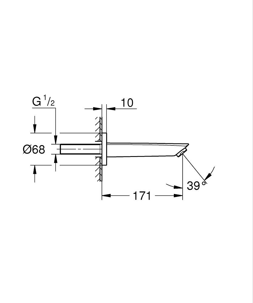 Grohe Eurosmart Çıkış Ucu Mat Siyah – 134482433 teknik çizim