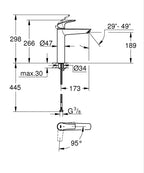 Grohe Eurosmart Tek Kumandalı Lavabo Bataryası
Xl - Boyut - 24164003 teknik çizim