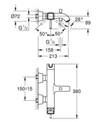 Grohe Grandera Ohm Bath Exp - 24374000 teknik çizim