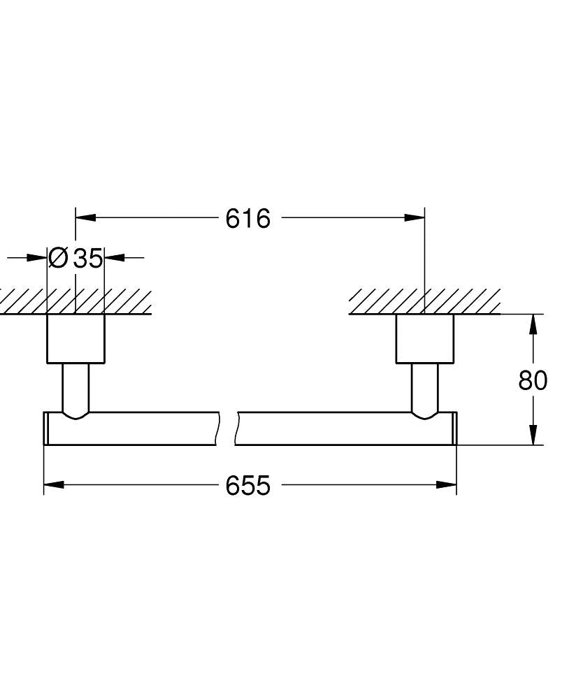 Grohe Uzun Havluluk 650 mm Atrio Krom – 40889000 teknik çizim