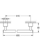Grohe Uzun Havluluk 650 mm Atrio Krom – 40889000 teknik çizim