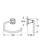 Grohe Tuvalet Kağıtlığı Grandera Krom – 40908000 teknik çizim