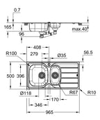 Grohe K200 Damlalıklı Eviye Paslanmaz Çelik - 31564SD1 teknik çizim
