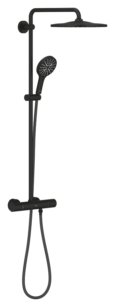 Grohe Rainshower Smartactive 310 Duvara Monte Termostatik Bataryalı Duş Sistemi Mat Siyah - 22119KF0