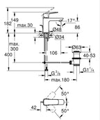 Grohe Cubeo Slm Basin S - 1016942430 teknik çizim