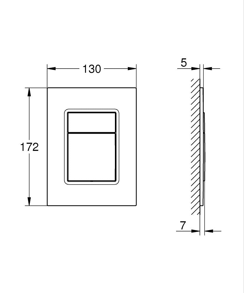 Grohe Gömme Rezervuar Kumanda Paneli Küçük ABS Krom - 37535000 teknik çizim