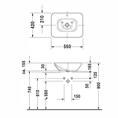 Duravit Lavabo Bacino Çanak 55 x 42 cm, Beyaz 0334520000