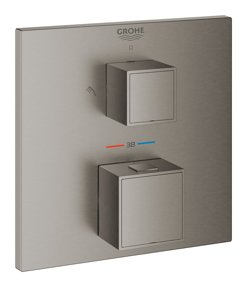 Grohe Grohtherm Cube Termostatik Banyo Duş Bataryası 2 çıkışlı divertörlü Brushed Hard Graphite - 24154AL0